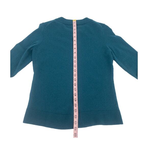Banana Republic Merino Wool Sweater L Teal Blue Crewneck Minimalist Chic - Picture 8 of 11